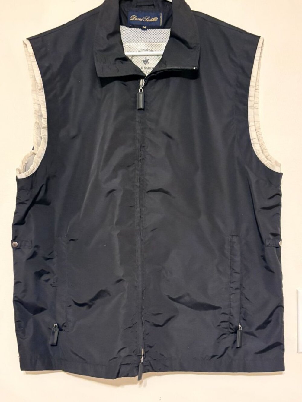 Men's David Saddler Black Polo Club Riding Vest Lined Vented Size Medium